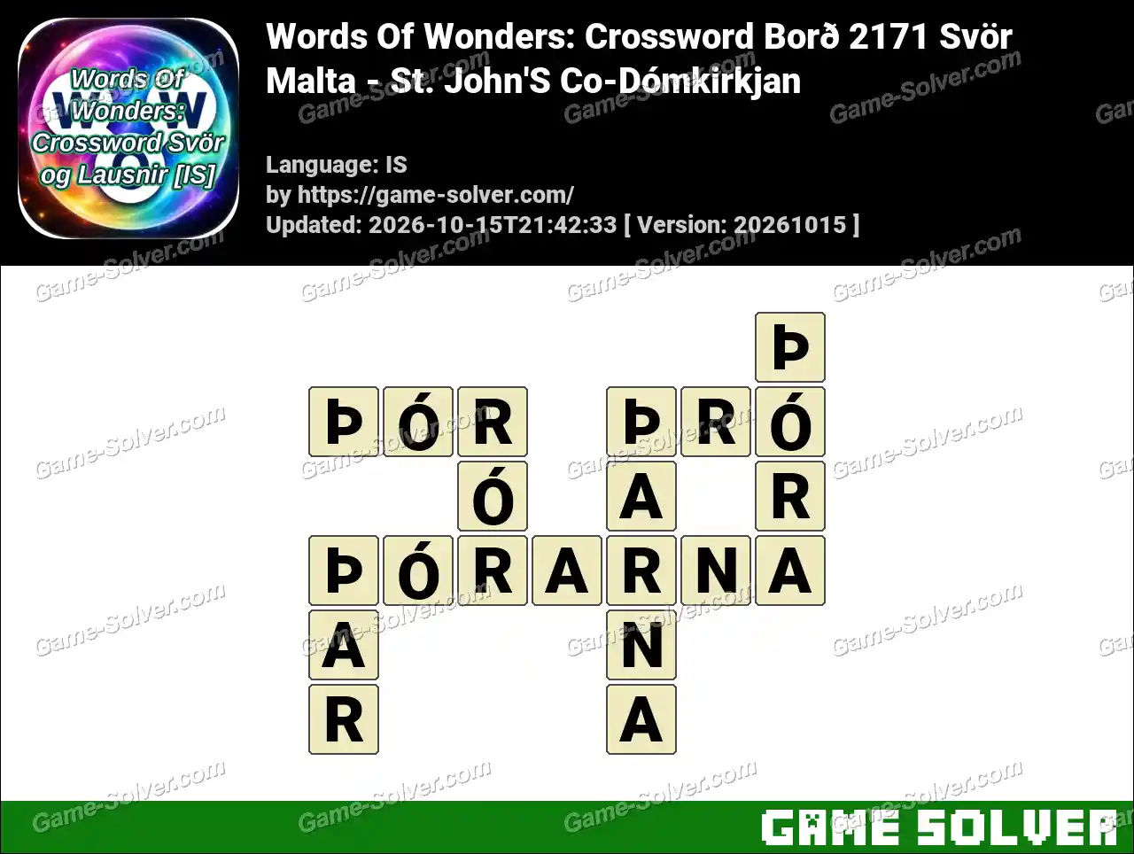 Words Of Wonders: Crossword Borð 2171 Svör – Malta – St. John’S Co-Dómkirkjan